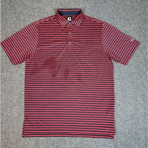FootJoy Old Amercan Golf Club Mens Golf Polo Shirt Size M Red Black Striped - Picture 1 of 10
